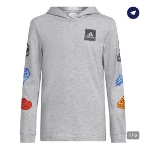 NWT boys adidas long sleeve tshirt hoodie size L 14/16